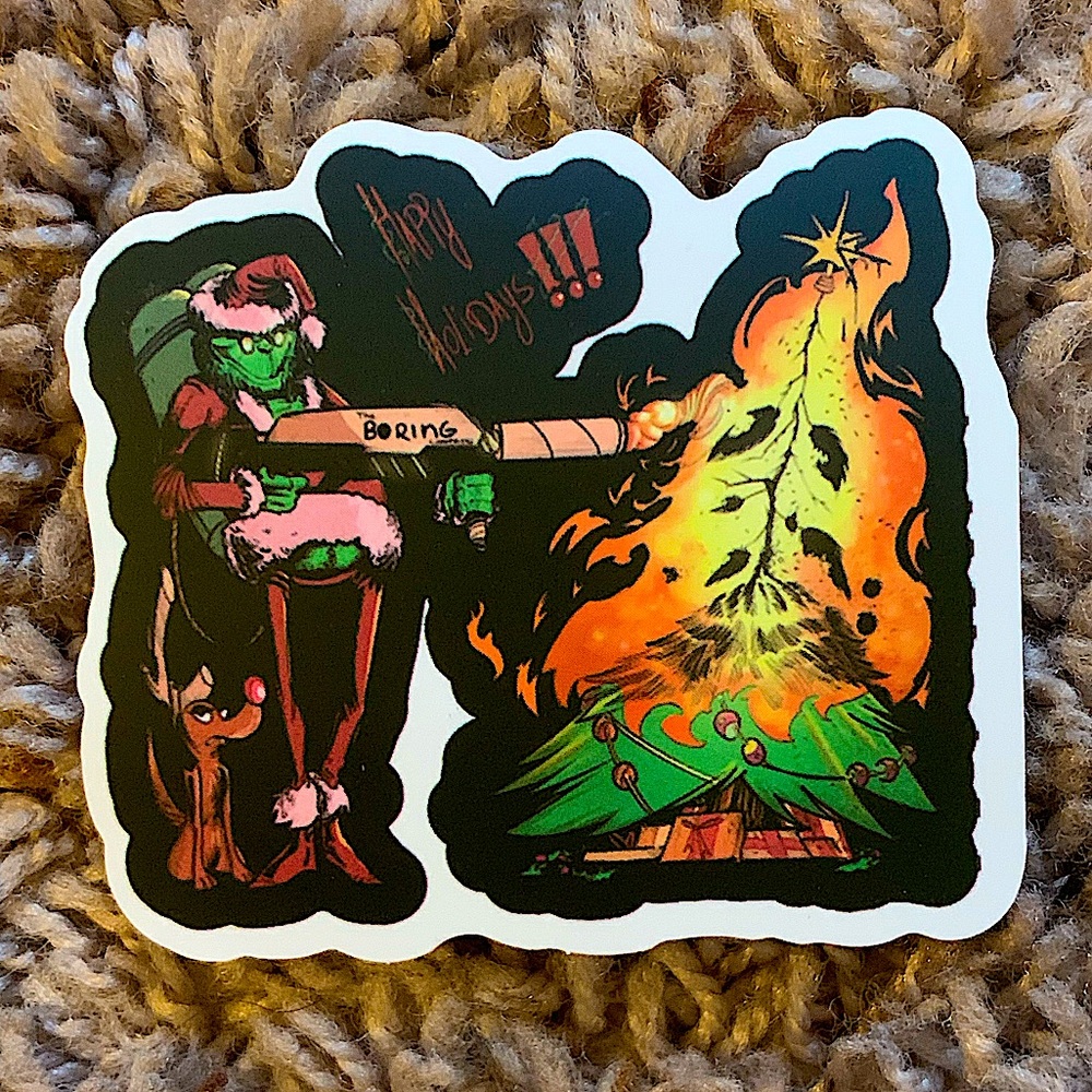 🎄6/$12 Grinch Vinyl Christmas Sticker Matte